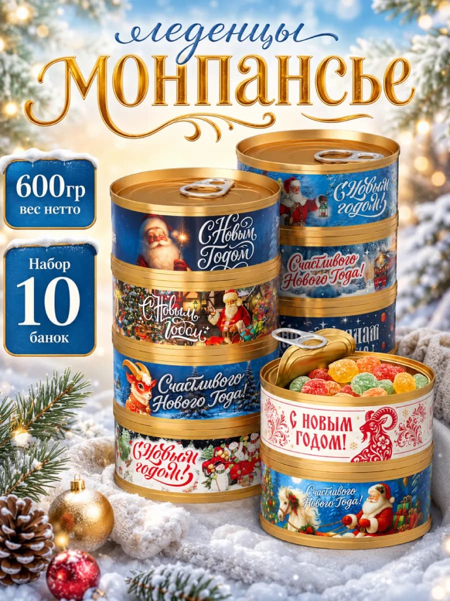 Сладкий подарок на Новый год 2027г леденцы монпансье