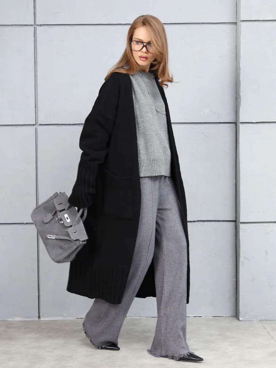 Кардиган длинный вязанный теплый оверсайз