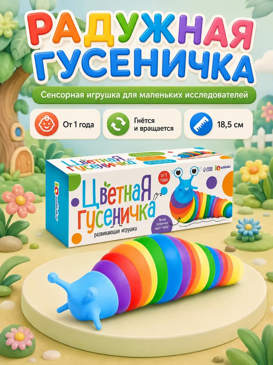 Антистресс развивающая игрушка Цветная гусеничка для детей
