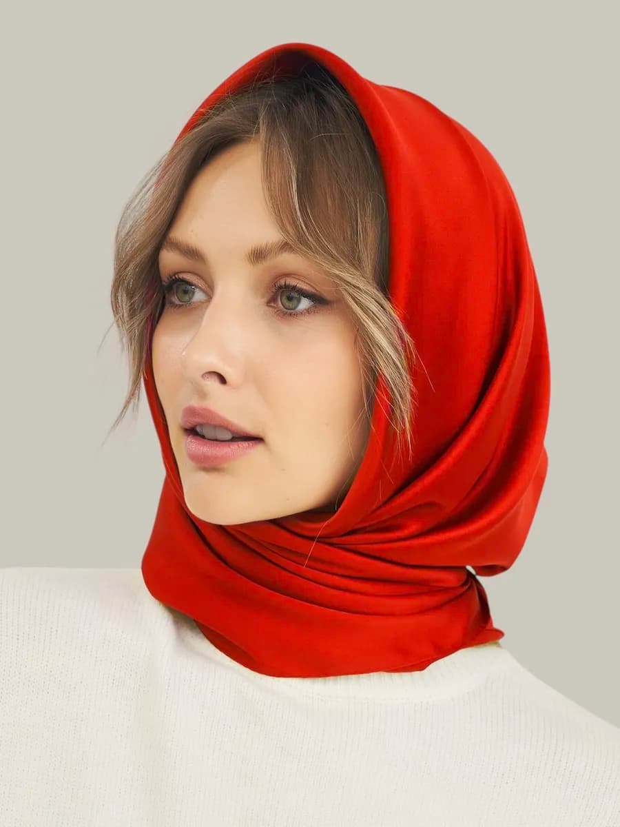 Шелковый платок на голову, косынка на шею - фото 1