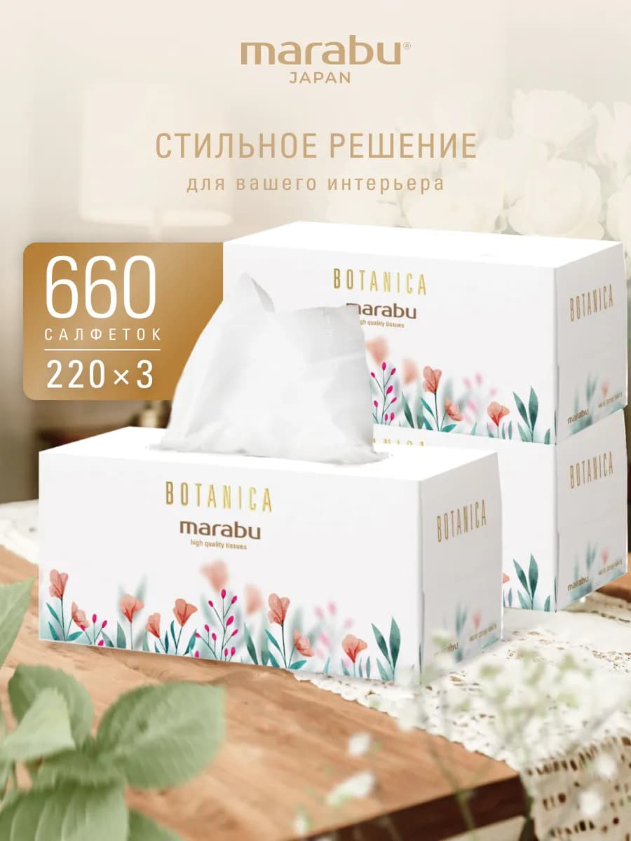 Салфетки бумажные в коробке двухслойные японские