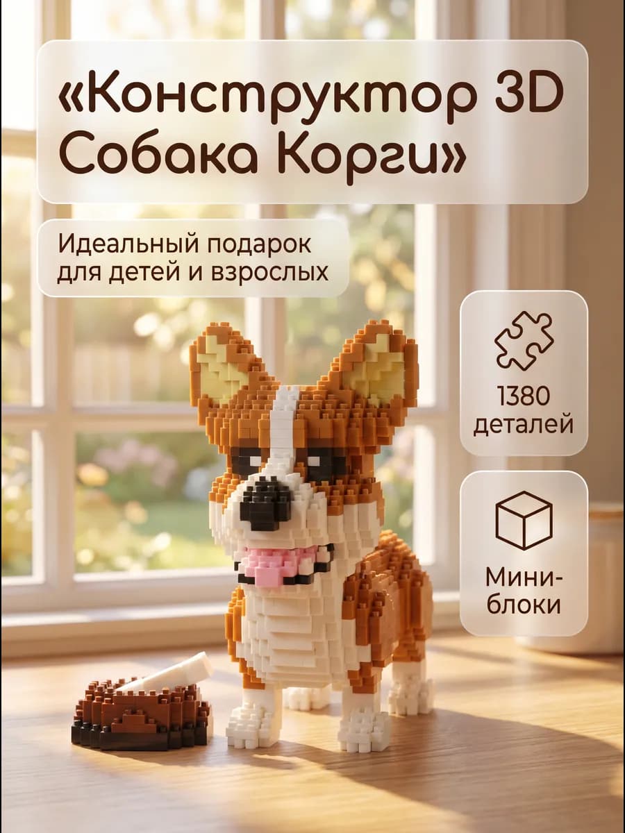 Конструктор 3D Собака Корги