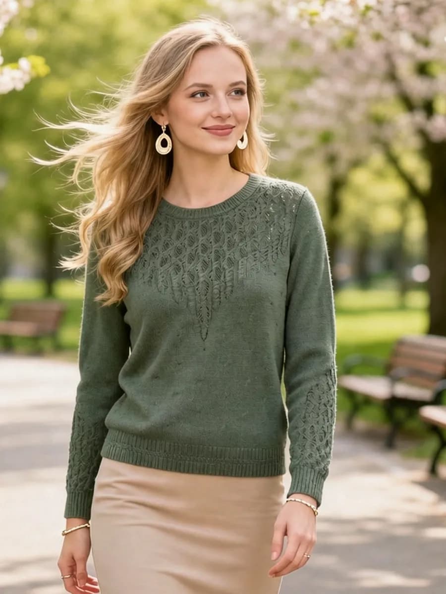 Джемпер больших размеров теплый трикотажный на весну