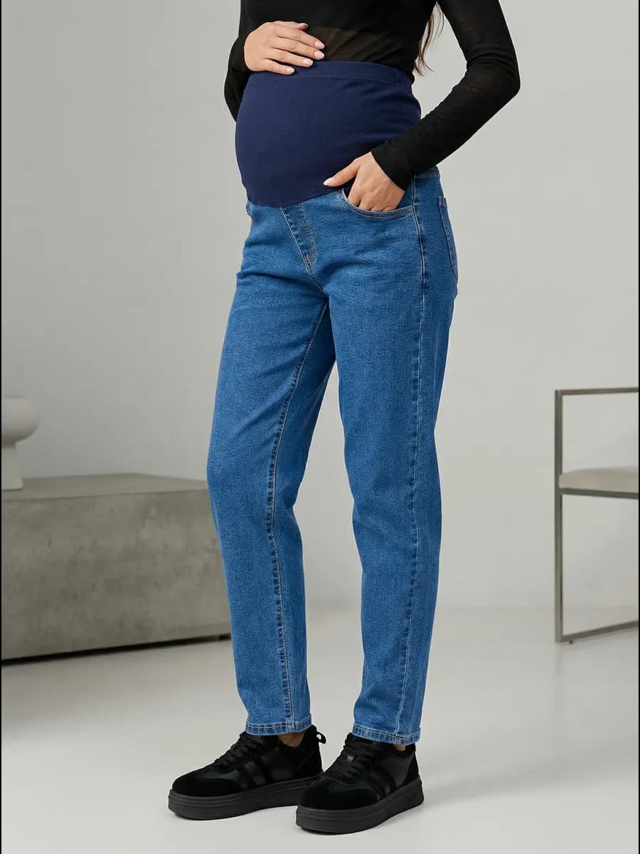 Джинсы для беременных мом со вставкой на животе