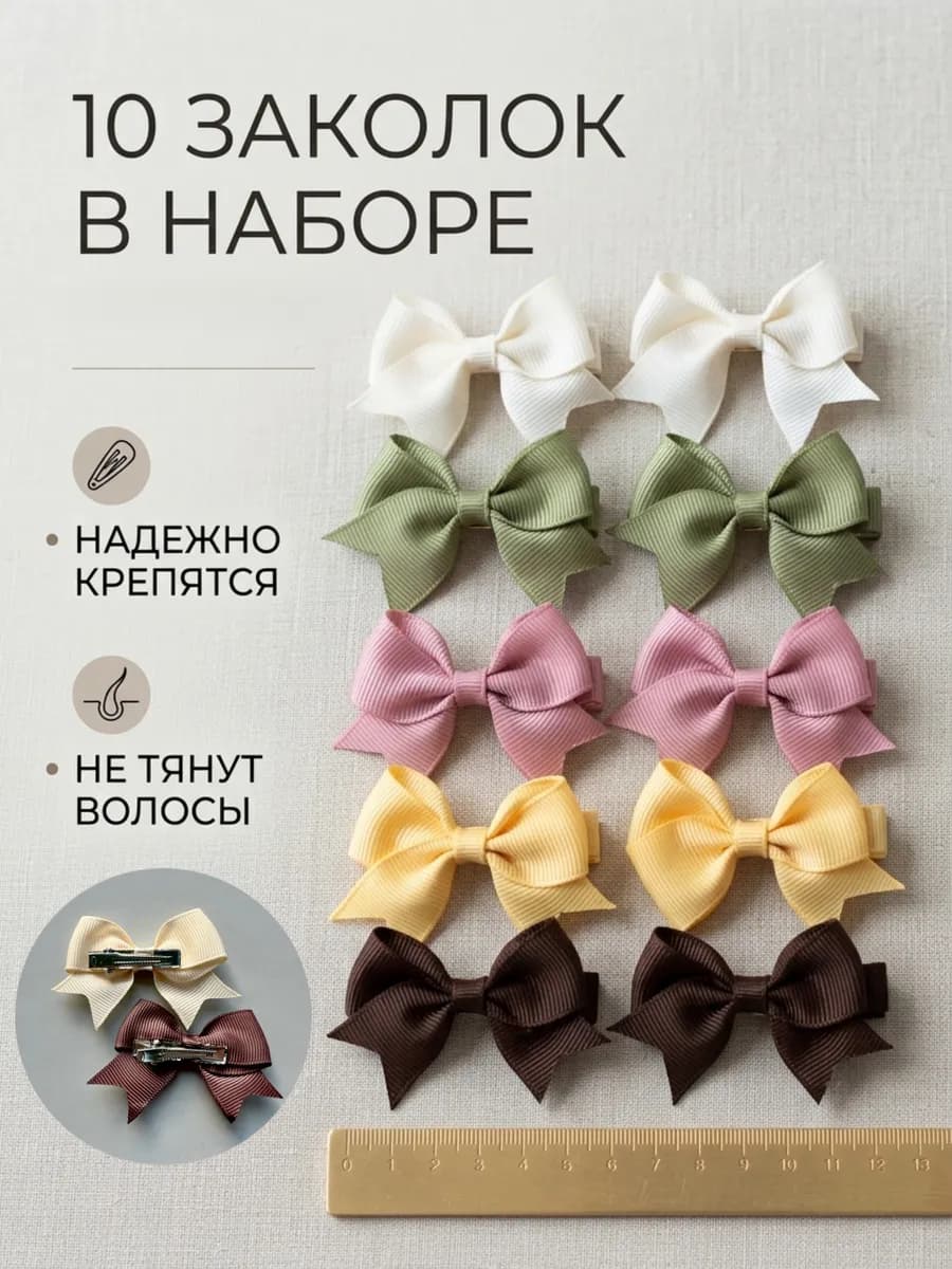Заколки бантики для волос набор