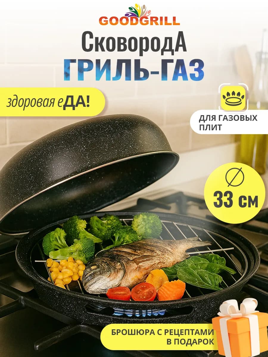 Сковорода гриль-газ с антипригарным покрытием