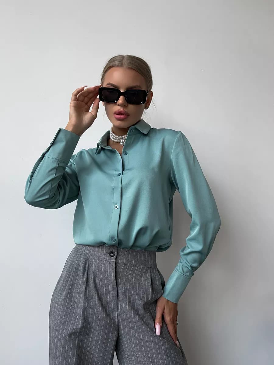 Рубашка шелковая атласная оверсайз