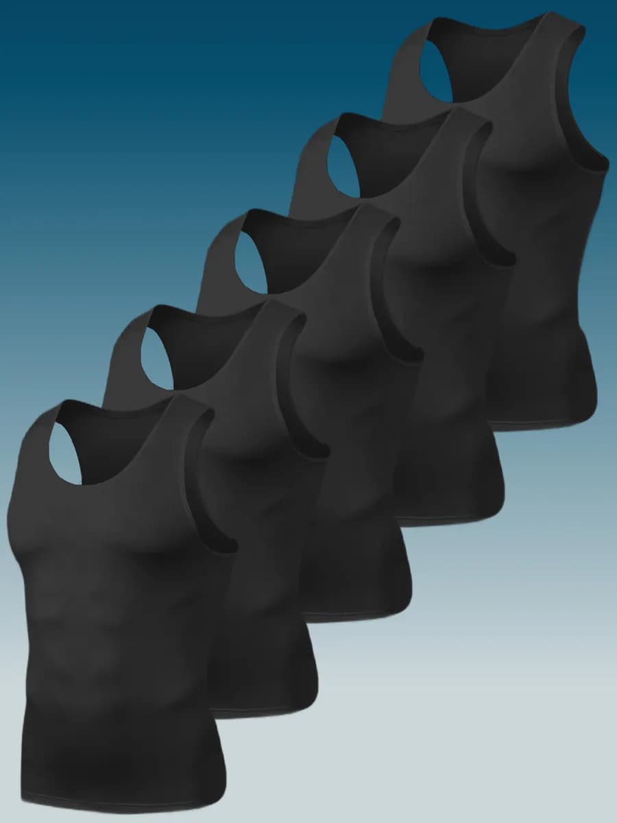 Майка бельевая черная хлопок борцовка 5 шт