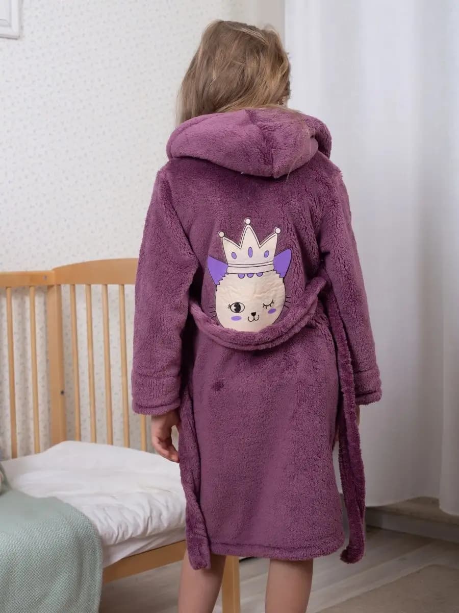 халат детский махровый с капюшоном длинный