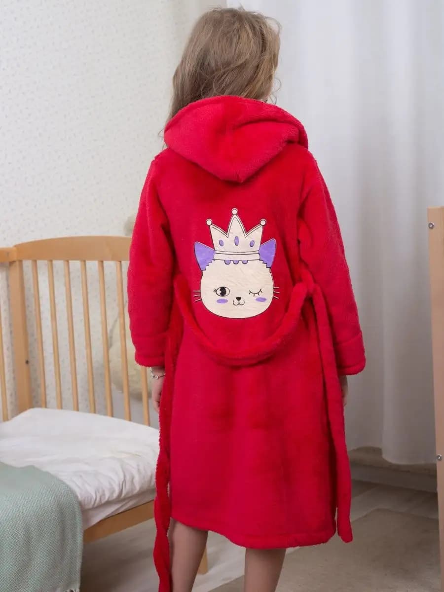 халат детский махровый с капюшоном длинный