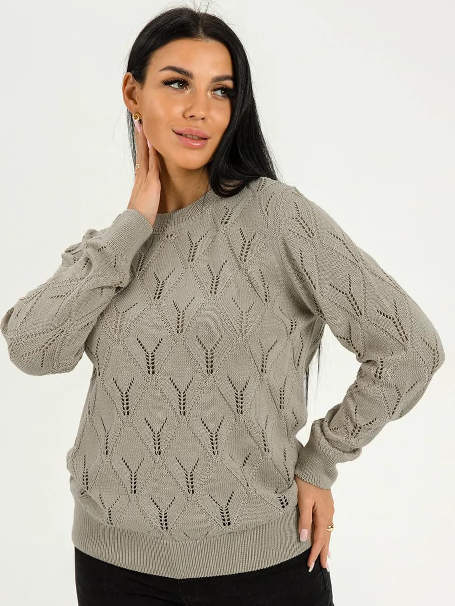 Джемпер оверсайз вязаный больших размеров