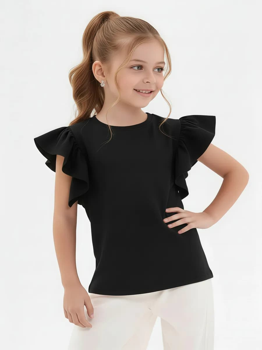 Футболка черная для девочки в школу