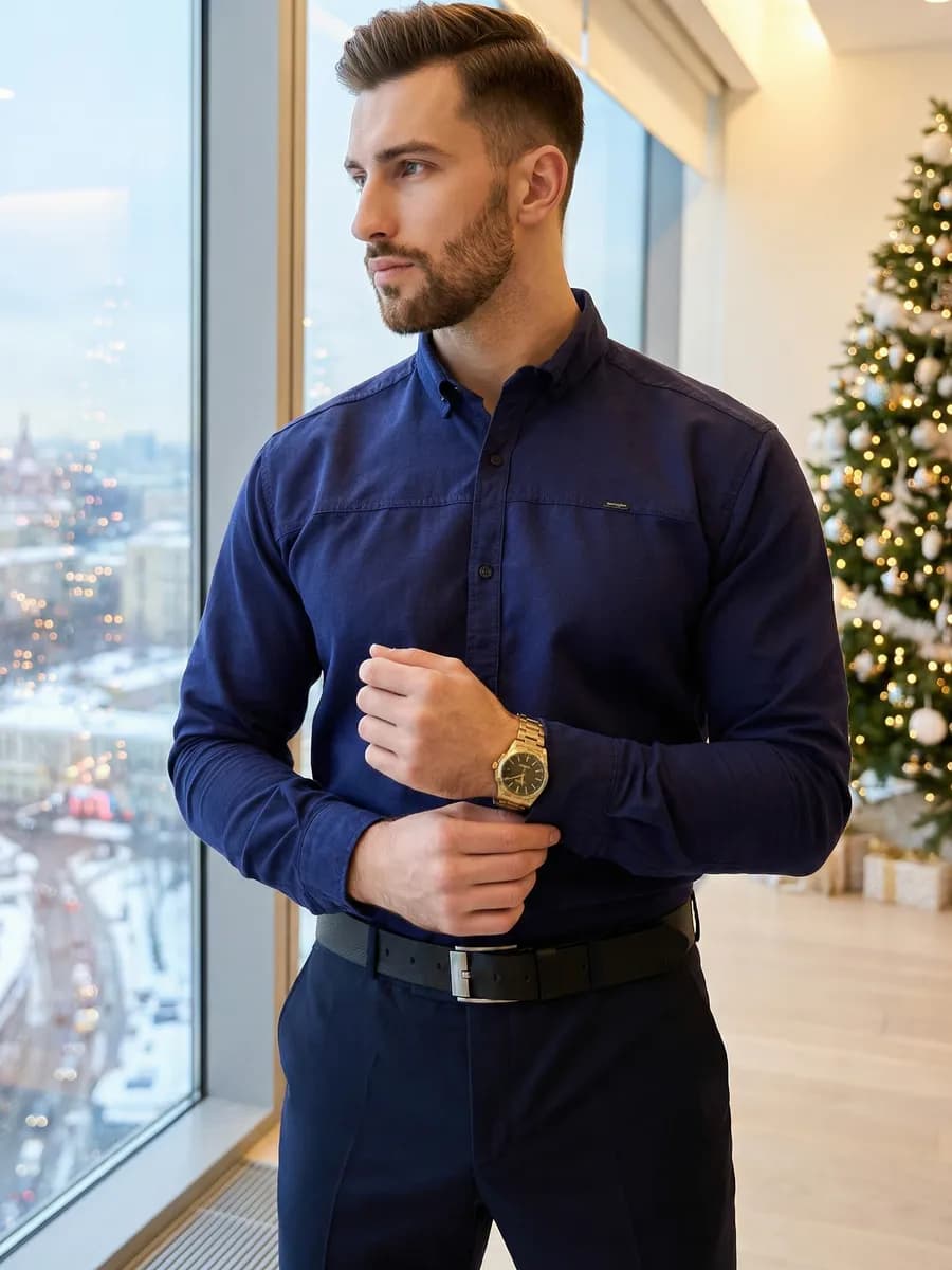 Рубашка мужская приталенная классическая