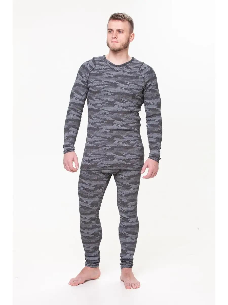 Термобелье зимнее с начесом комплект хлопок эластан - фото 1