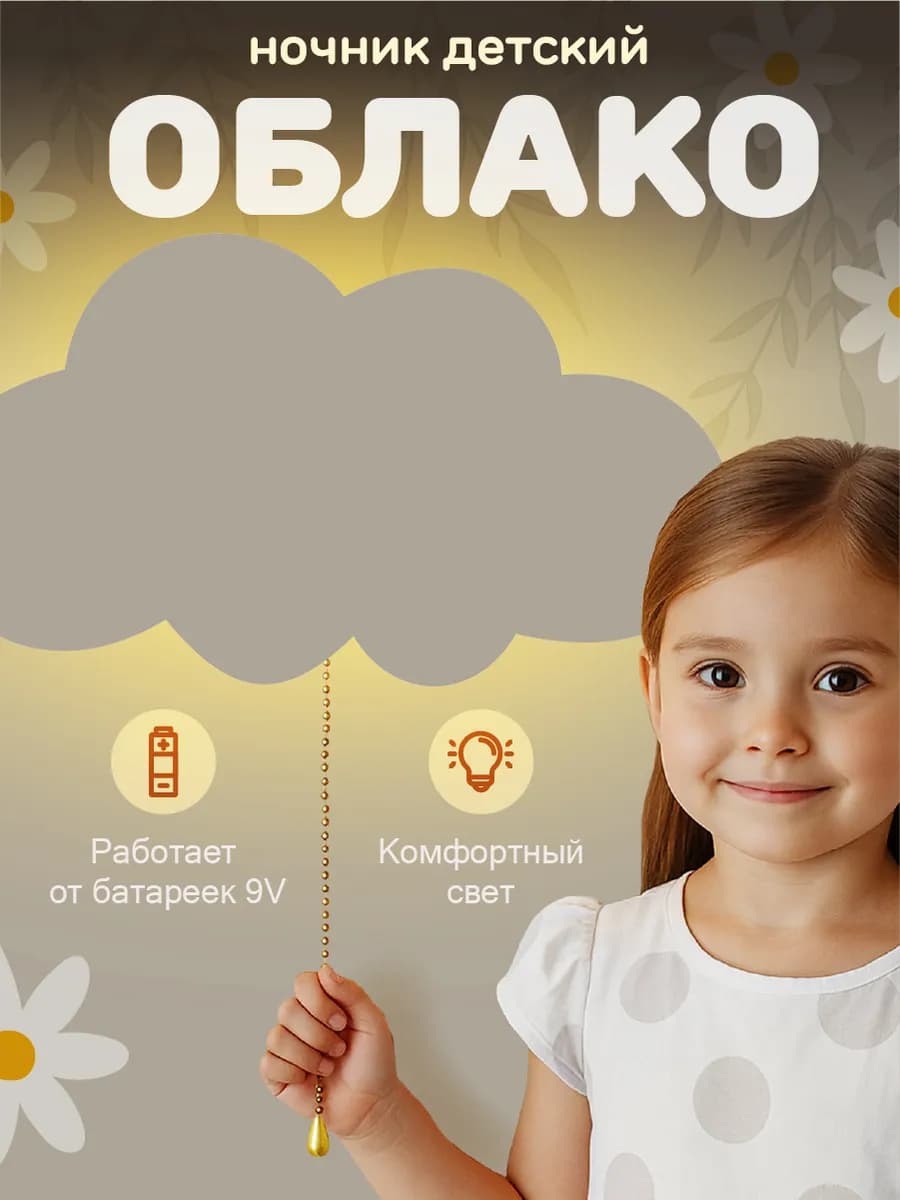 Детский светильник настенный Облако Mini от батарейки