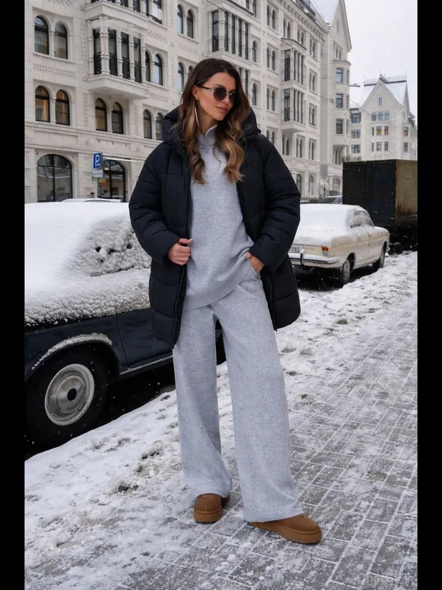 Куртка зимняя удлиненная с капюшоном оверсайз