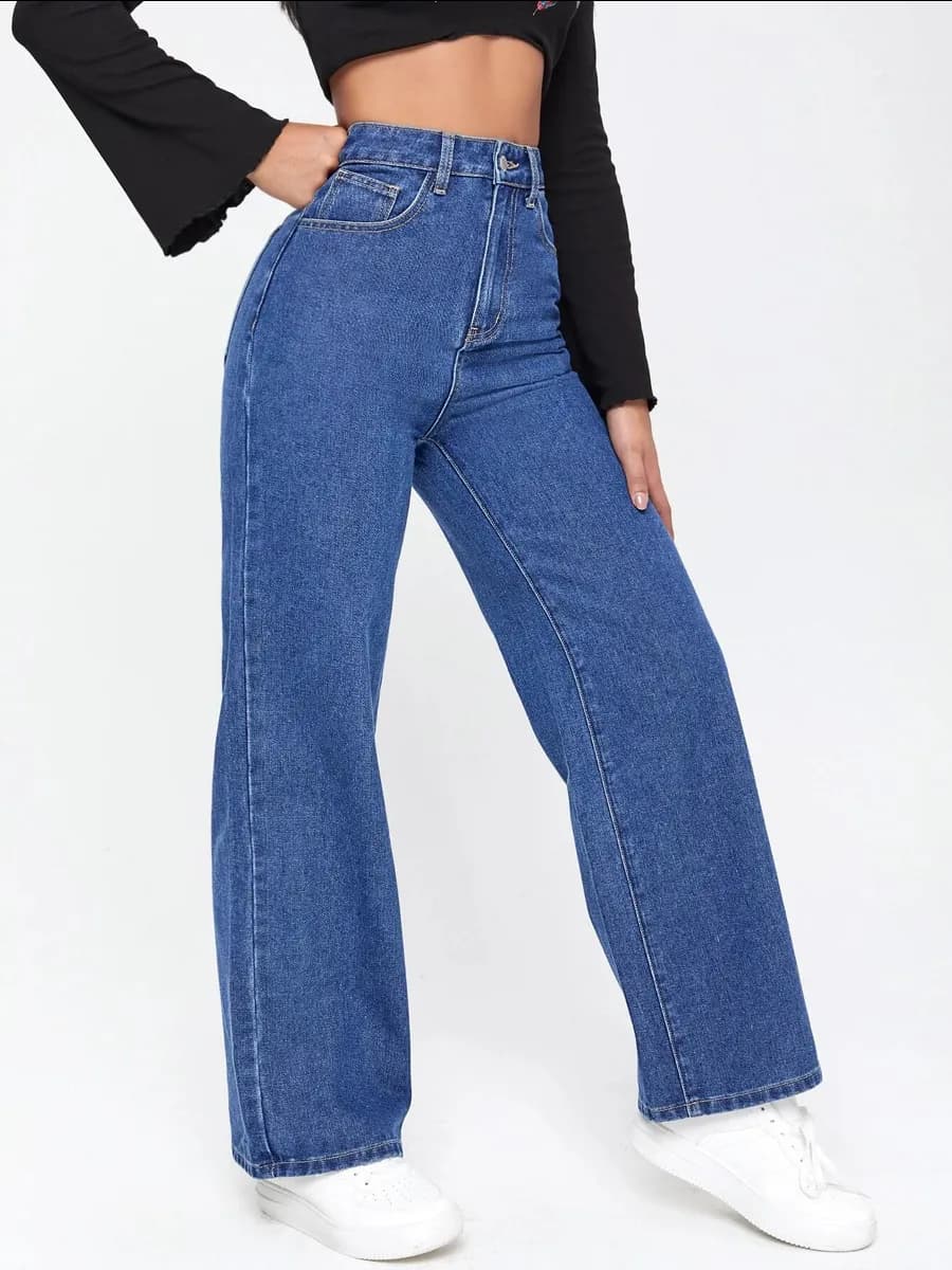 Джинсы широкие с высокой посадкой