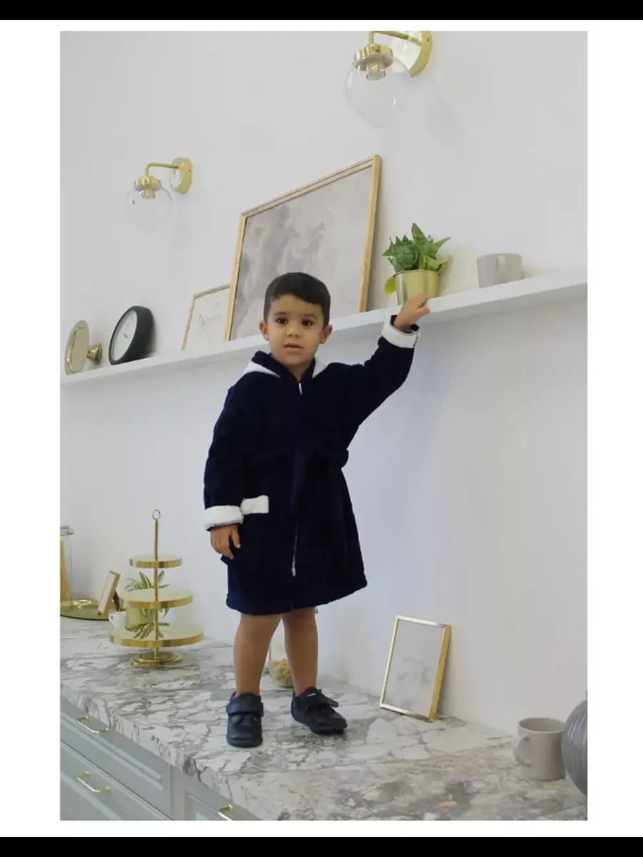 Халат детский для мальчика на молнии с капюшоном Медведь