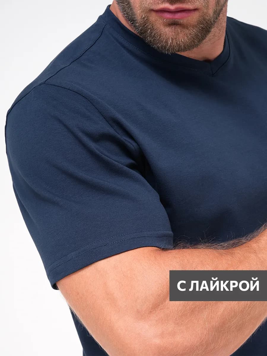 Футболка с лайкрой с v-вырезом базовая