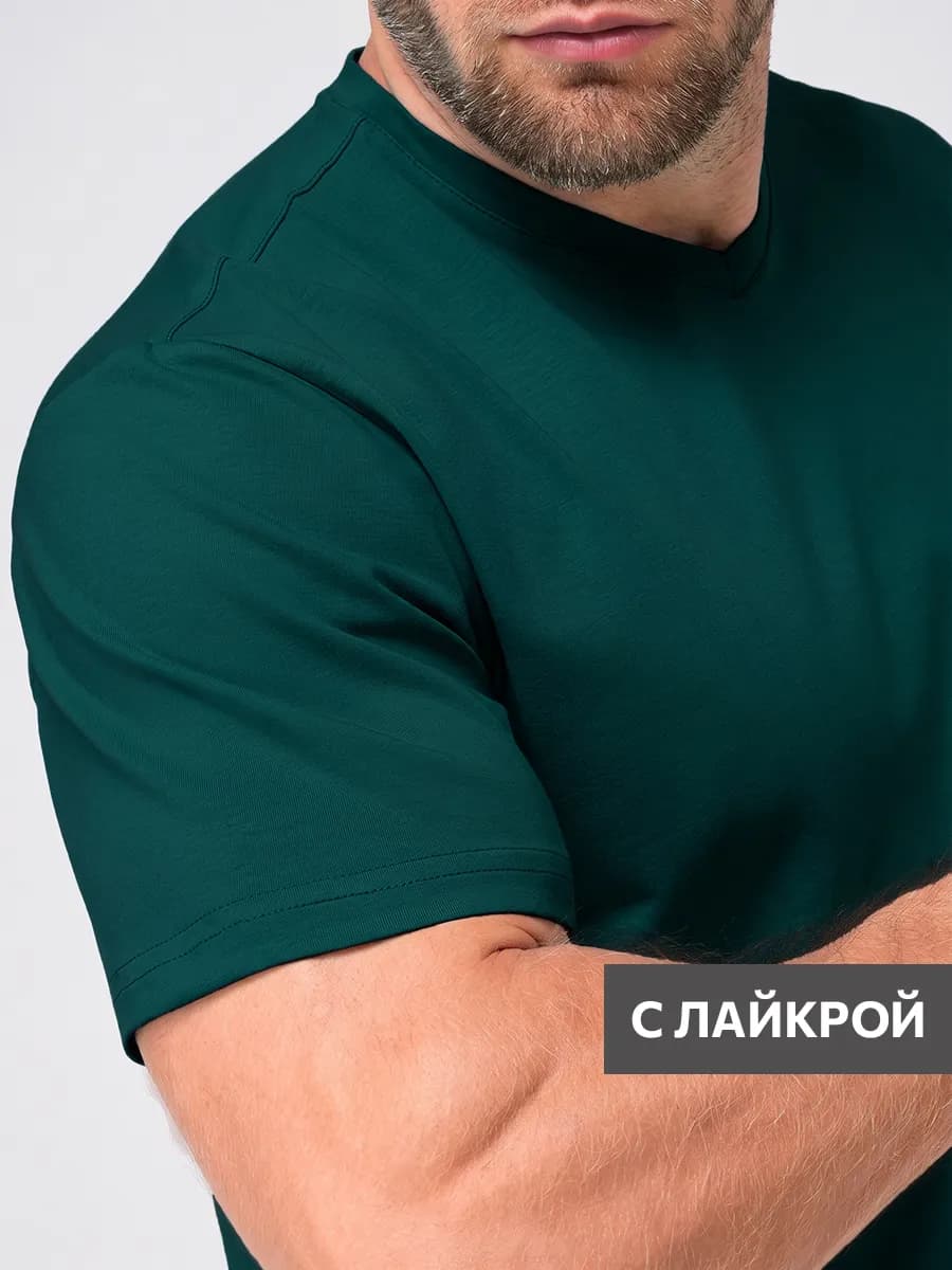 Футболка с лайкрой с v-вырезом базовая