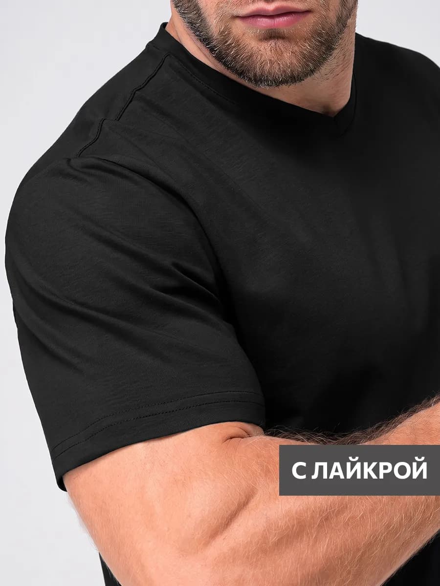 Футболка с лайкрой с v-вырезом базовая