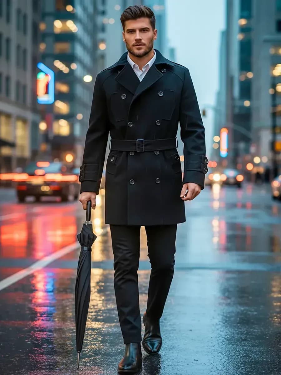 Пальто полупальто длинное классическое с поясом