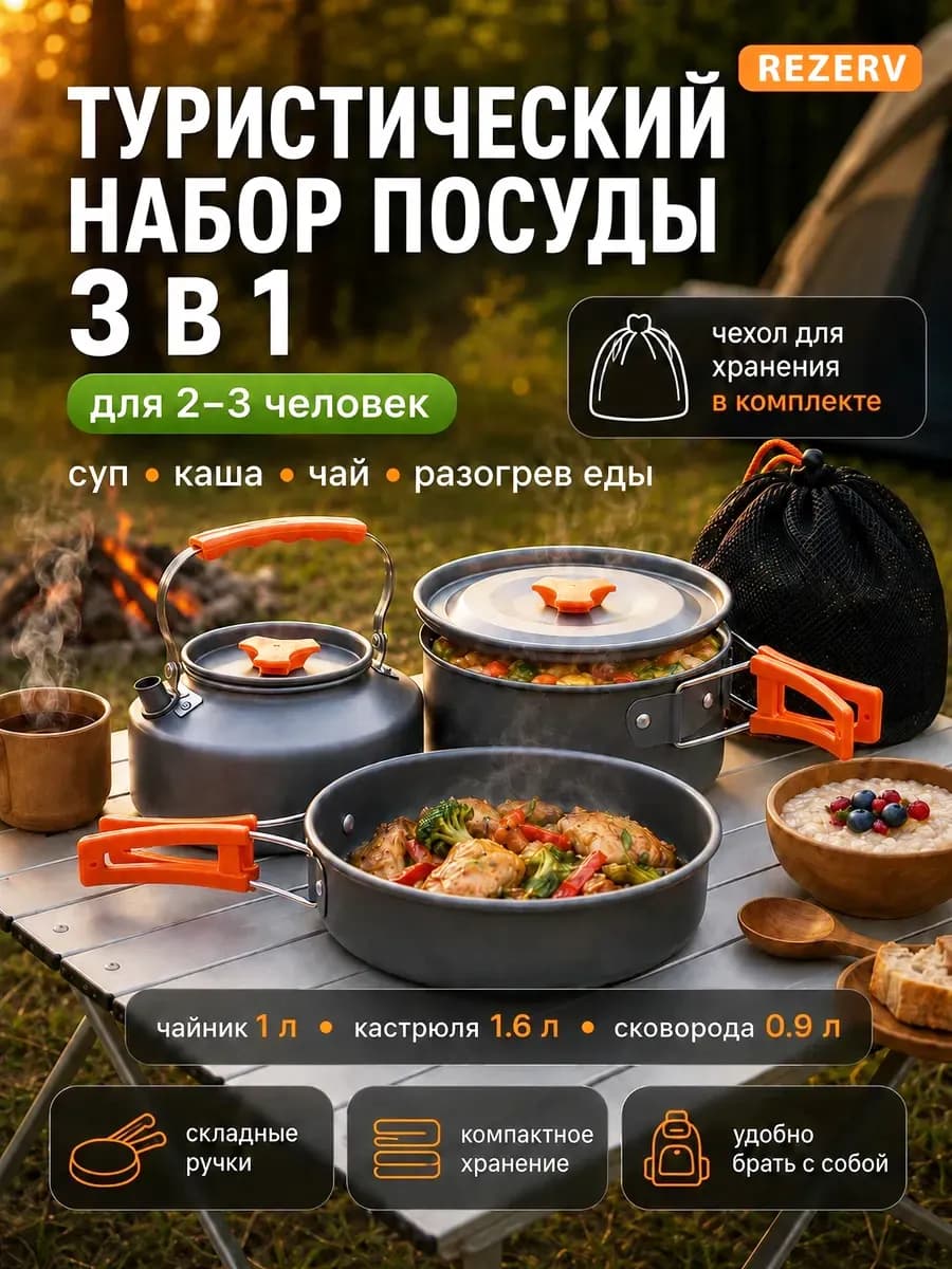 Набор посуды туристической походной