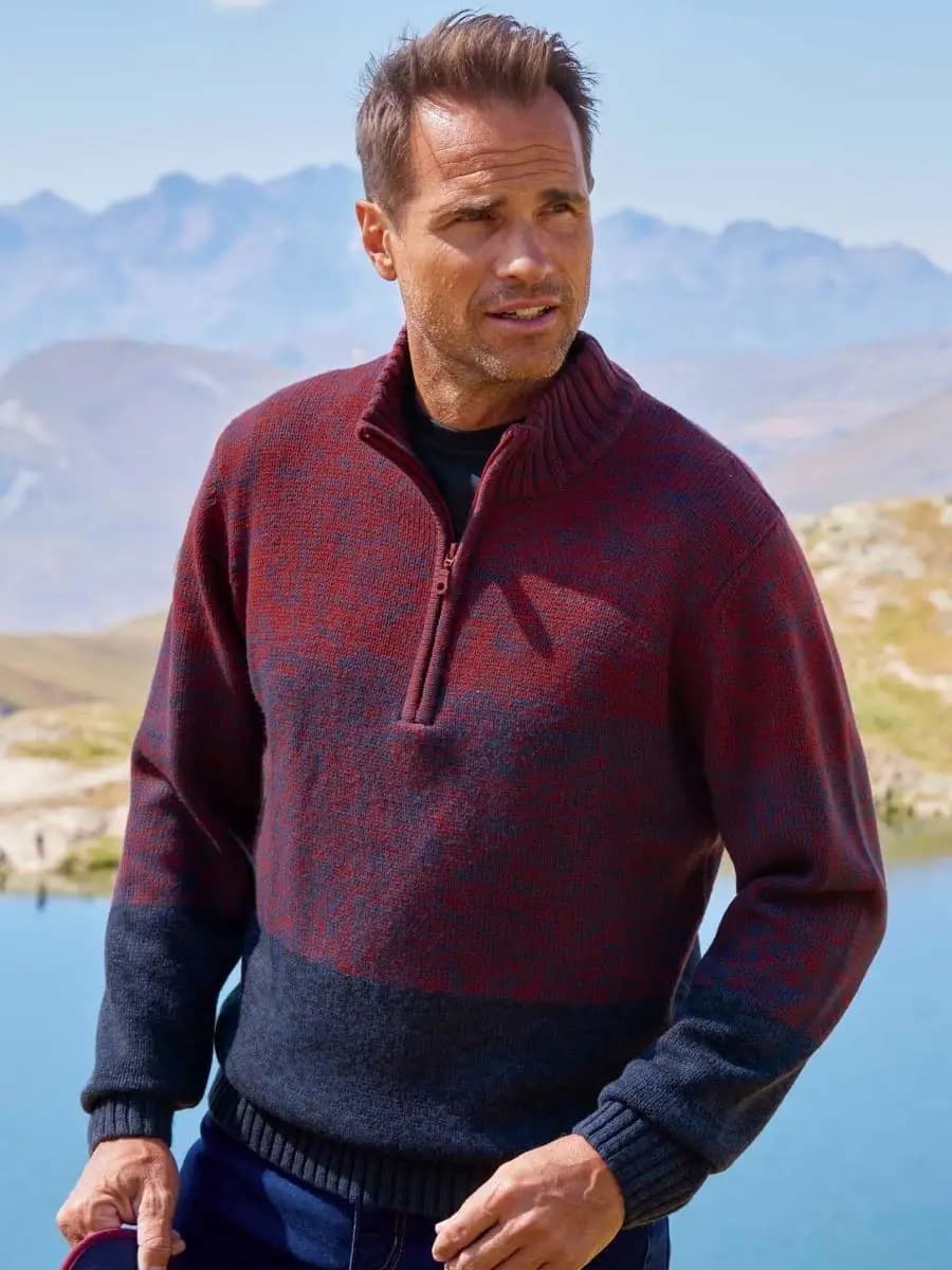 Свитер вязаный с горлом на молнии