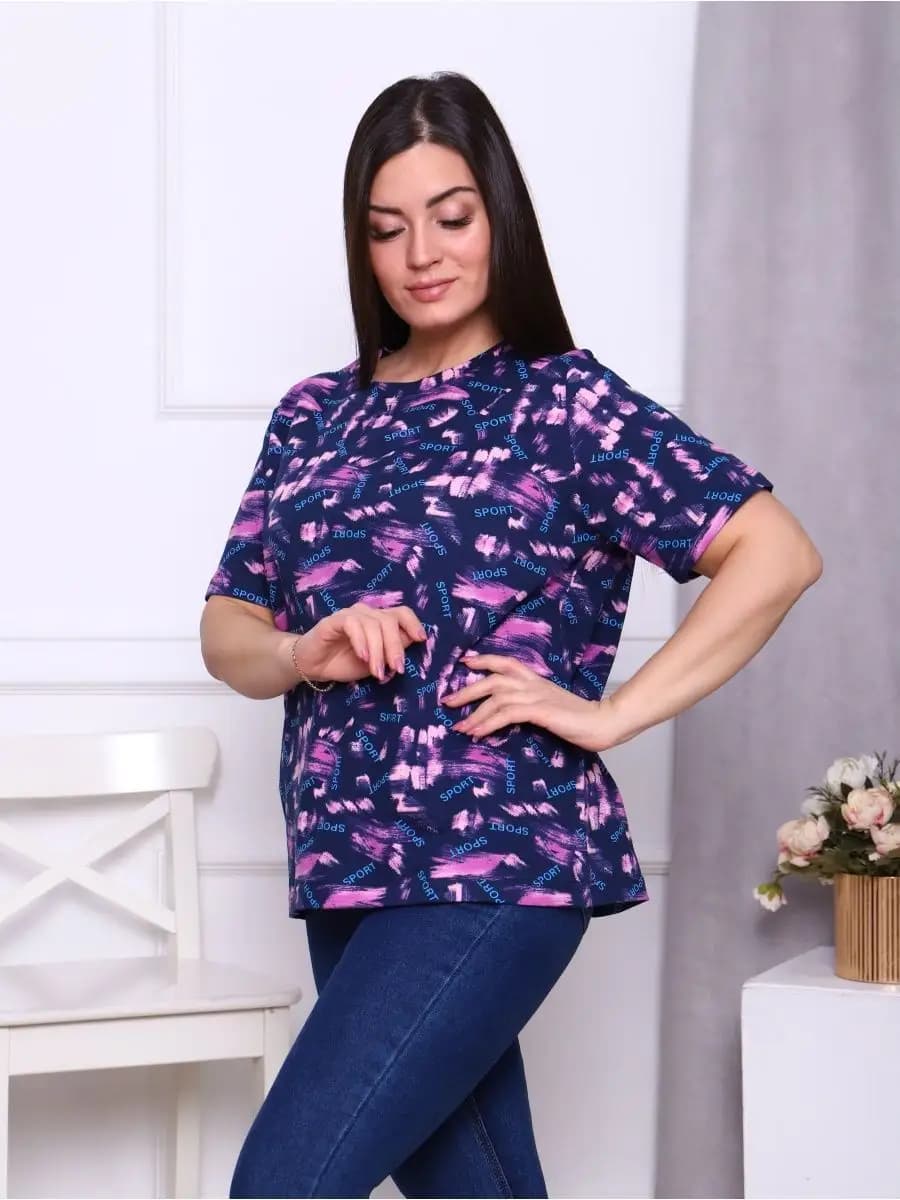 Футболка базовая домашняя больших размеров новогодняя