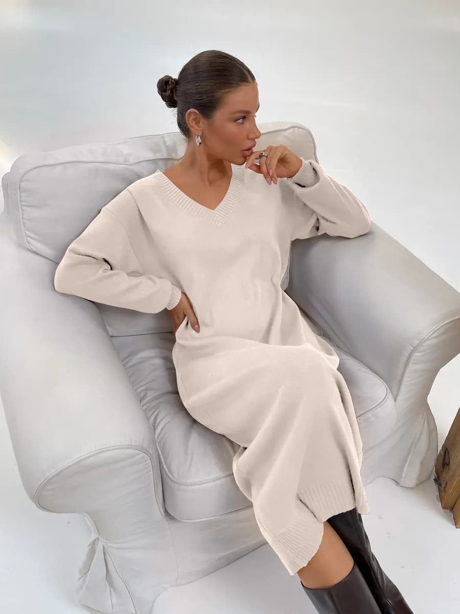 Платье вязаное свободное миди