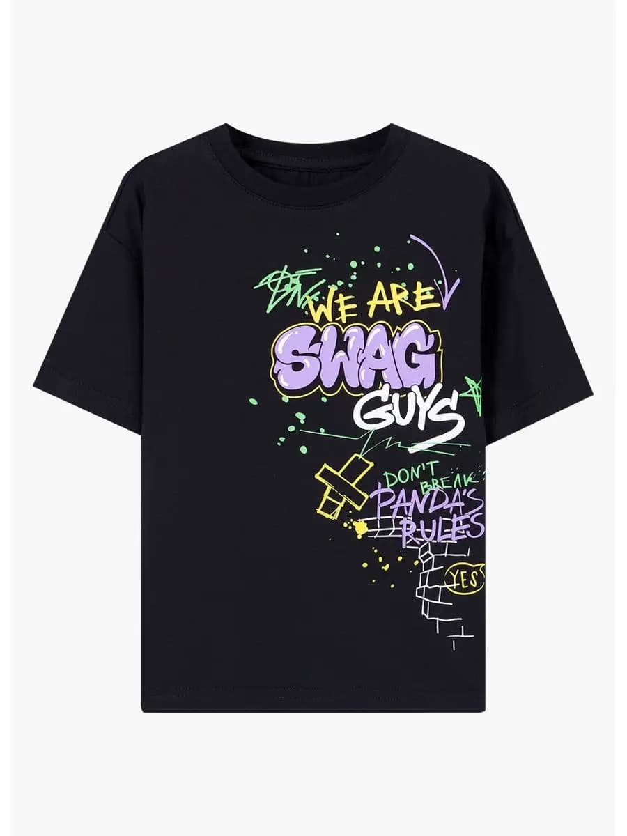 Футболка черная с принтом - фото 1