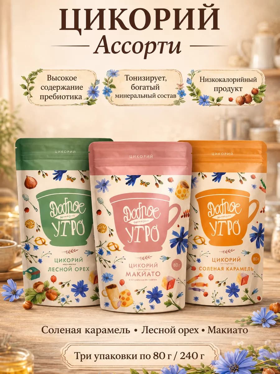 Цикорий растворимый Макиато, Лесной орех, Соленая карамель