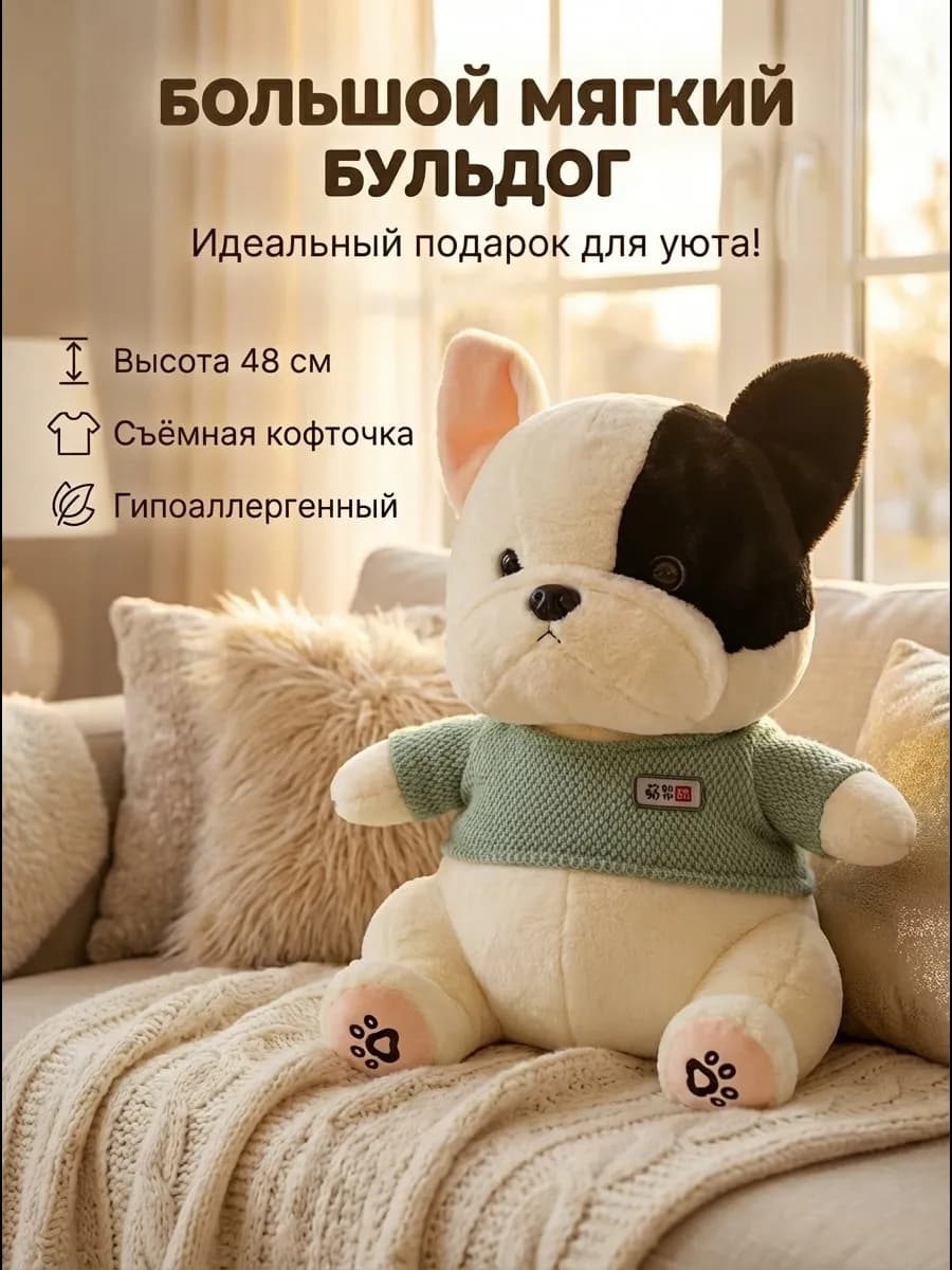 Большая мягкая игрушка бульдог