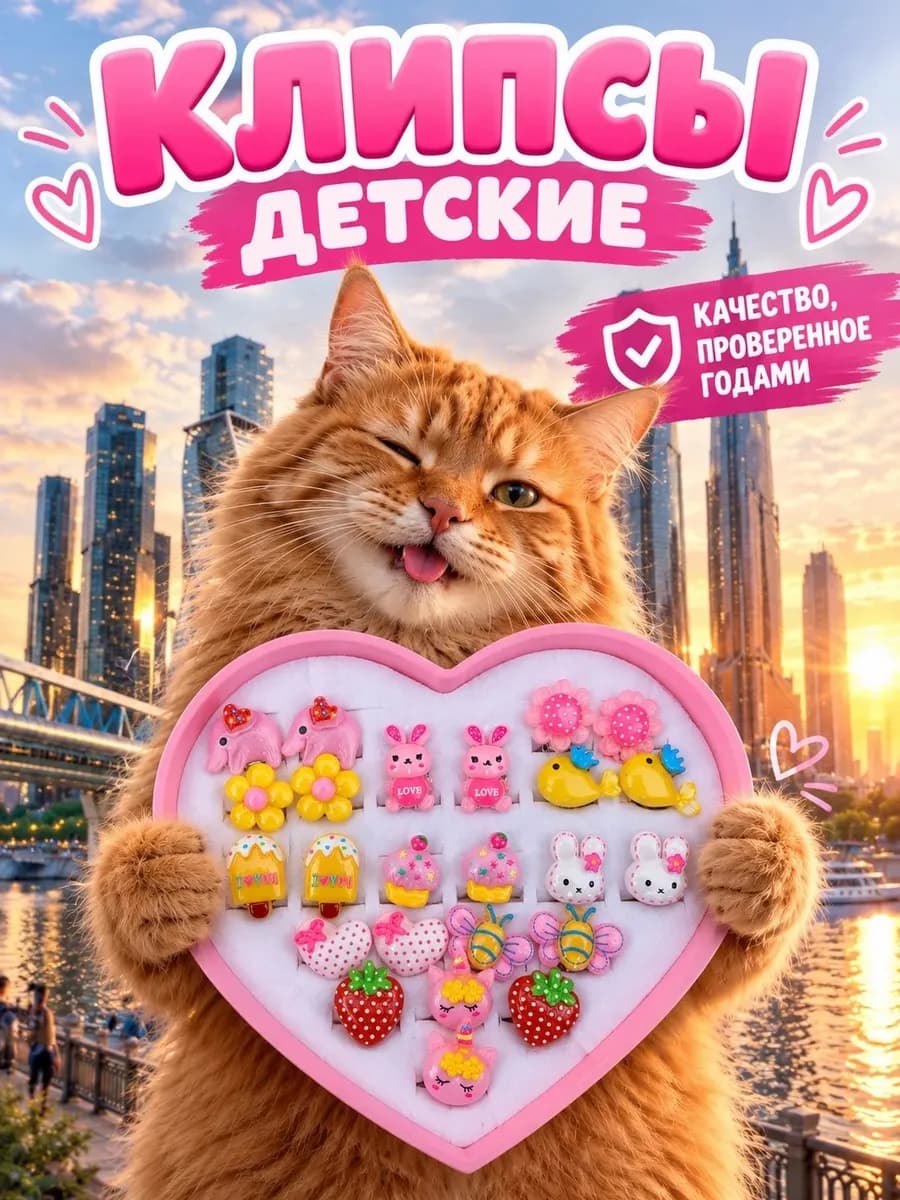 клипсы детские для ушей набор 12 пар