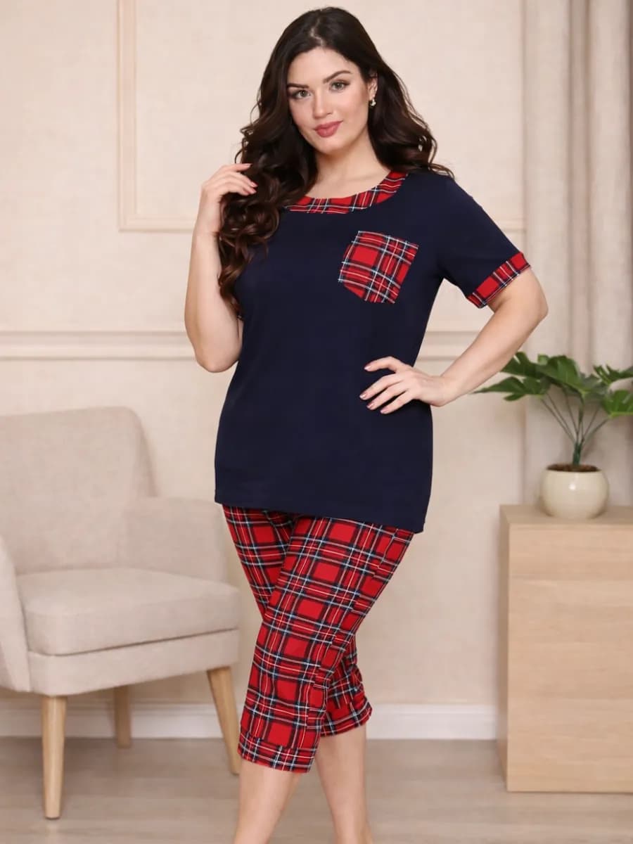 Домашний костюм с бриджами пижама больших размеров