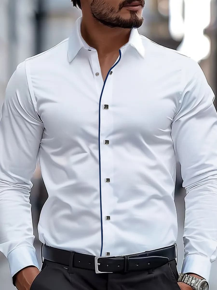 Рубашка приталенная с длинным рукавом на кнопках