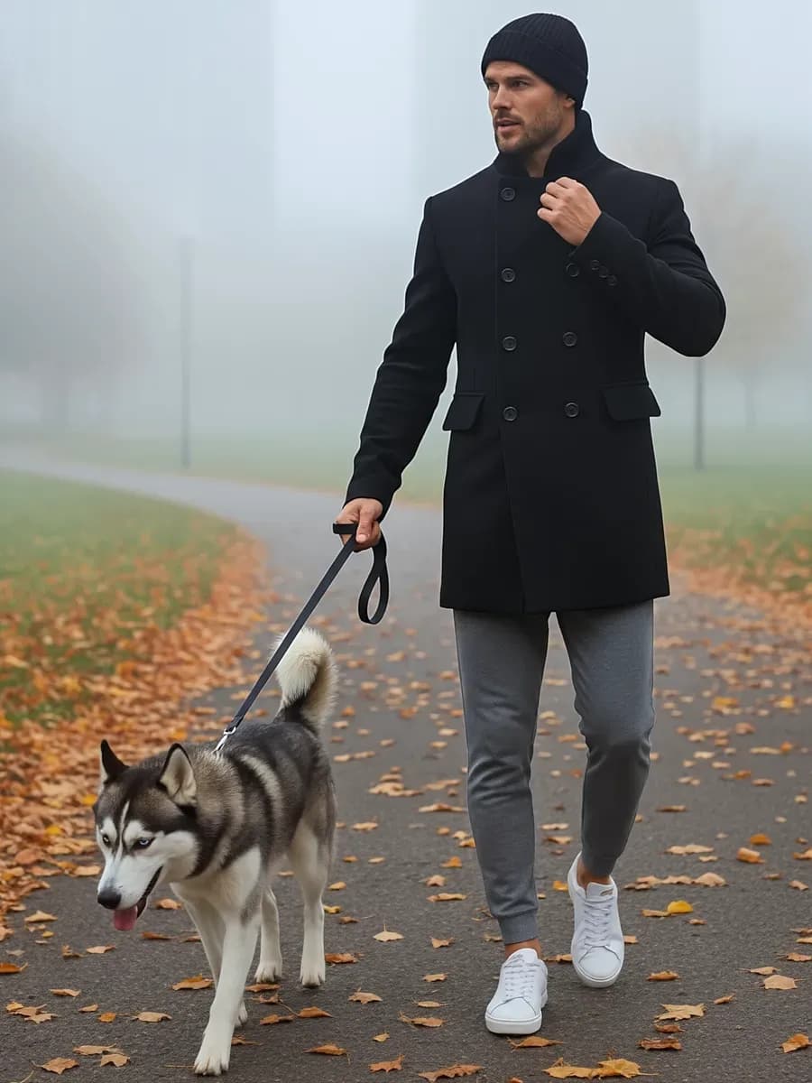 Пальто полупальто двубортное с утепленным воротником