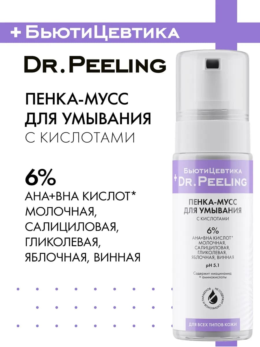 Кислотная пенка для умывания с AHA и BHA кислотами
