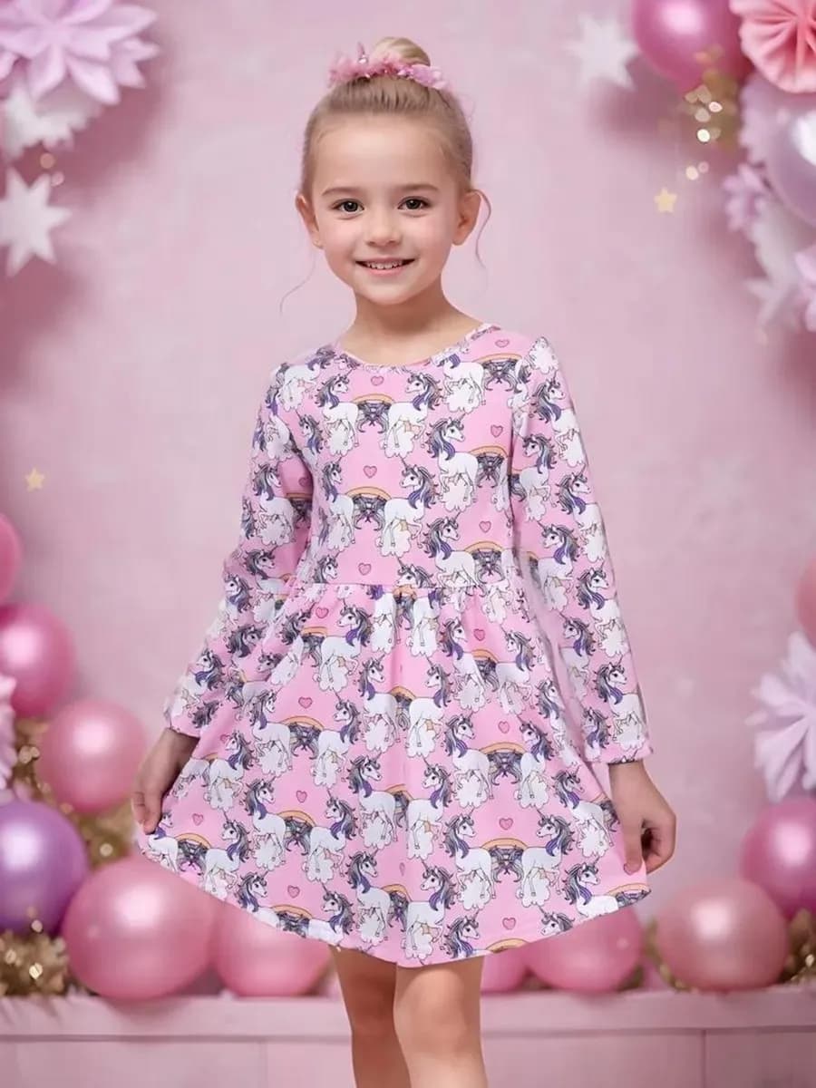 Платье в садик с длинным рукавом - фото 1