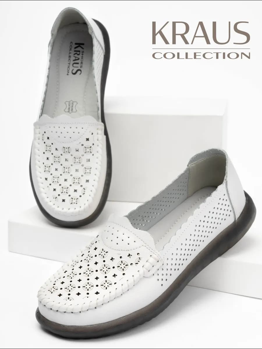 Мокасины женские летние кожаные - фото 1