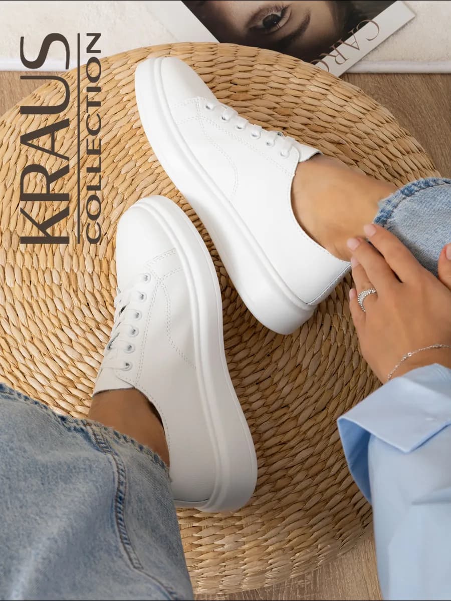 Кеды белые женские кожаные - фото 1