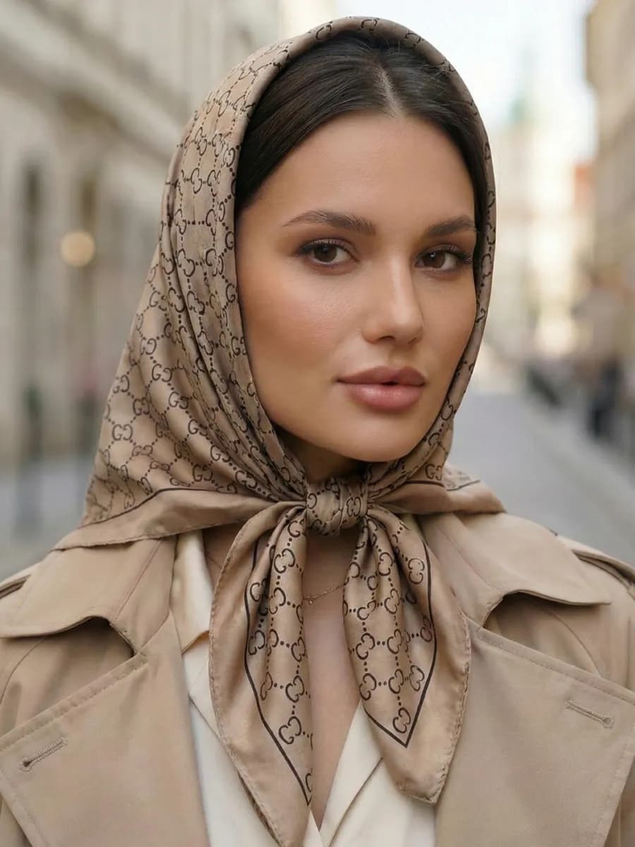 Платок косынка на голову и шею шелковый