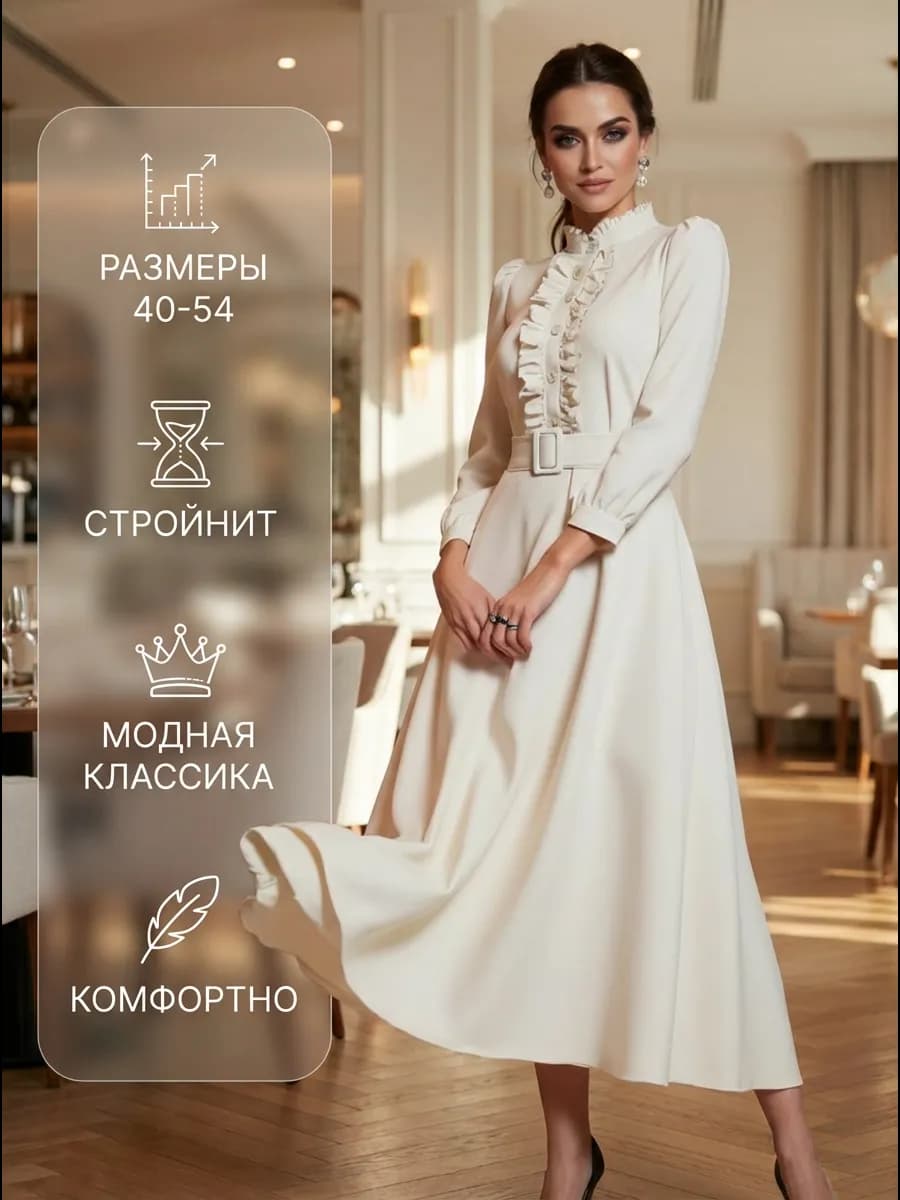 Платье офисное праздничное на осень