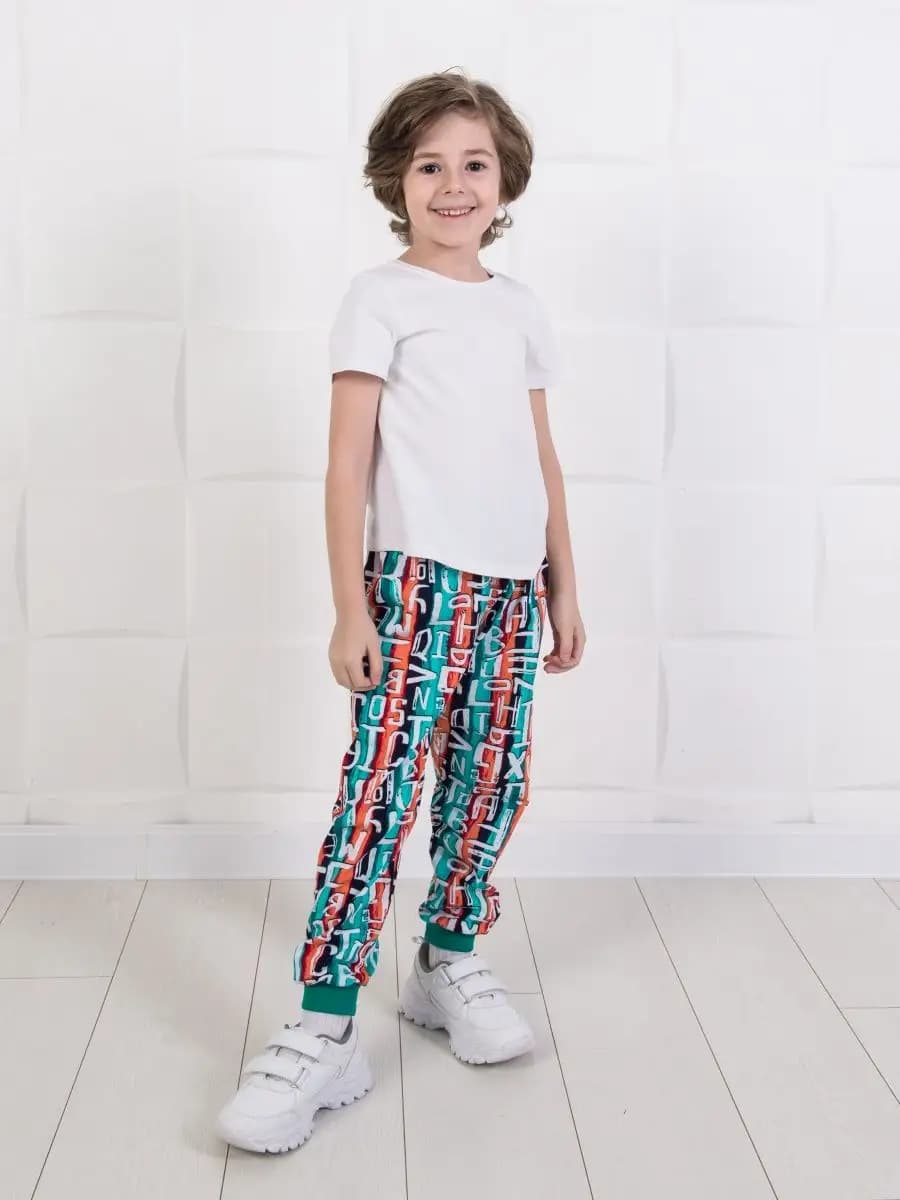 Брюки домашние трикотажные с манжетами в садик