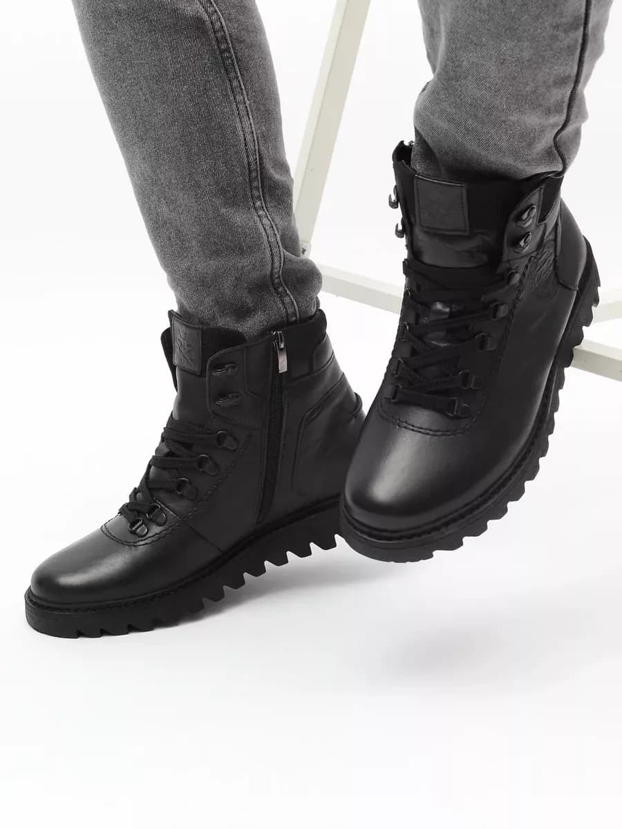 Ботинки зимние черные кожа с мехом