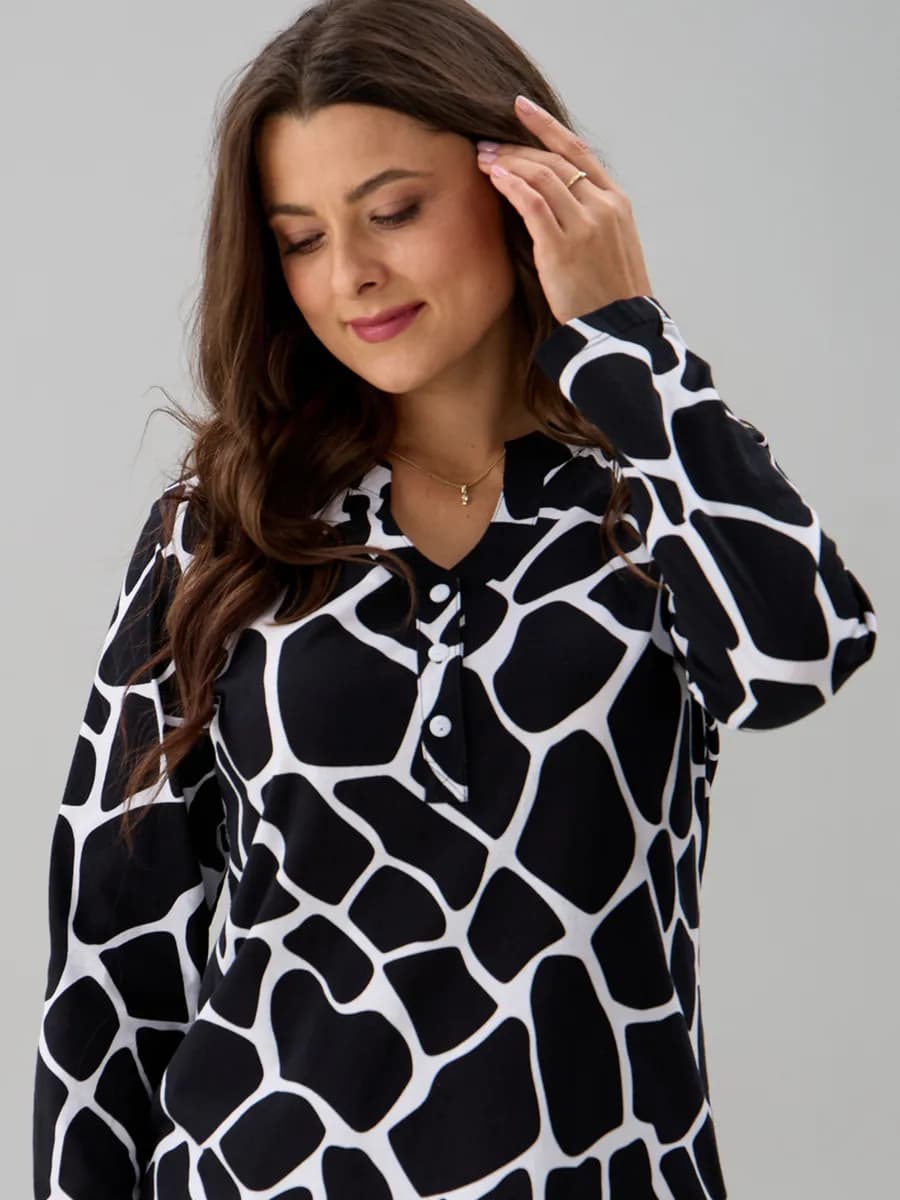 Блузка трикотажная с длинным рукавом хлопок