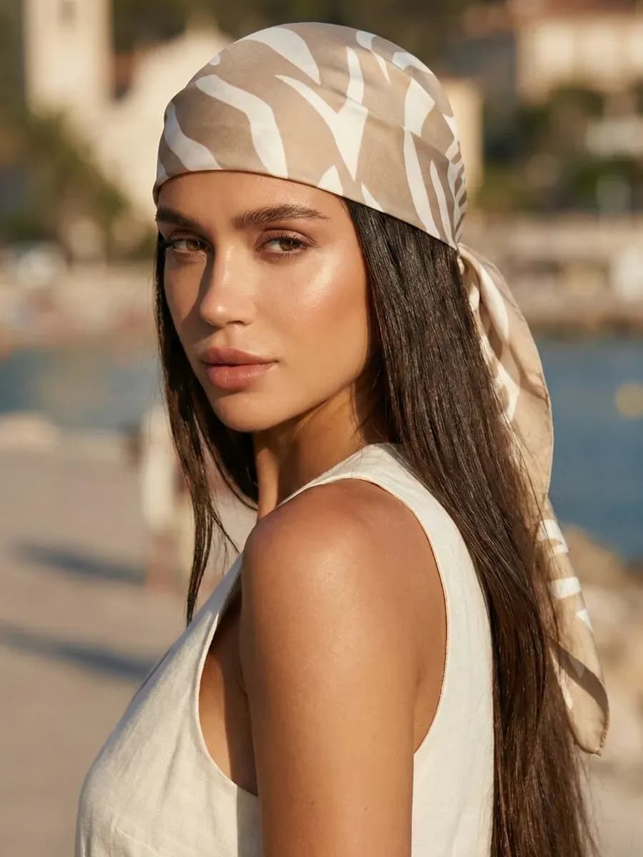 Платок косынка на голову и шею шелковый