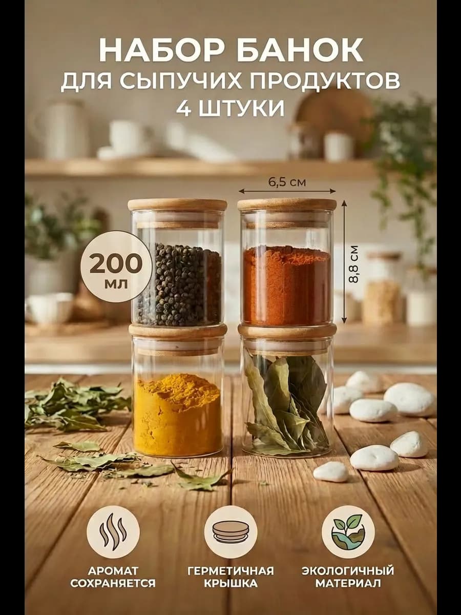 Банки стеклянные для хранения сыпучих продуктов и круп