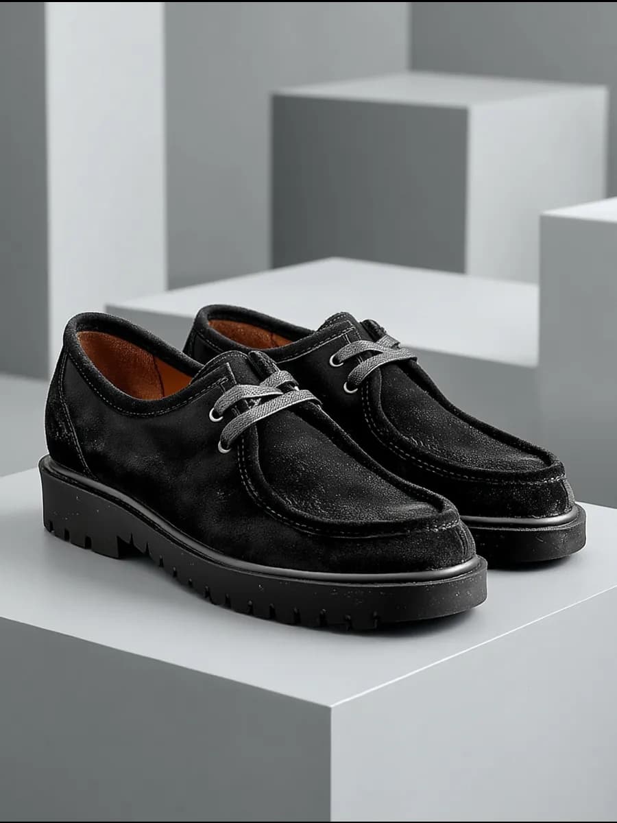 Туфли классические замшевые дерби с высокой подошвой