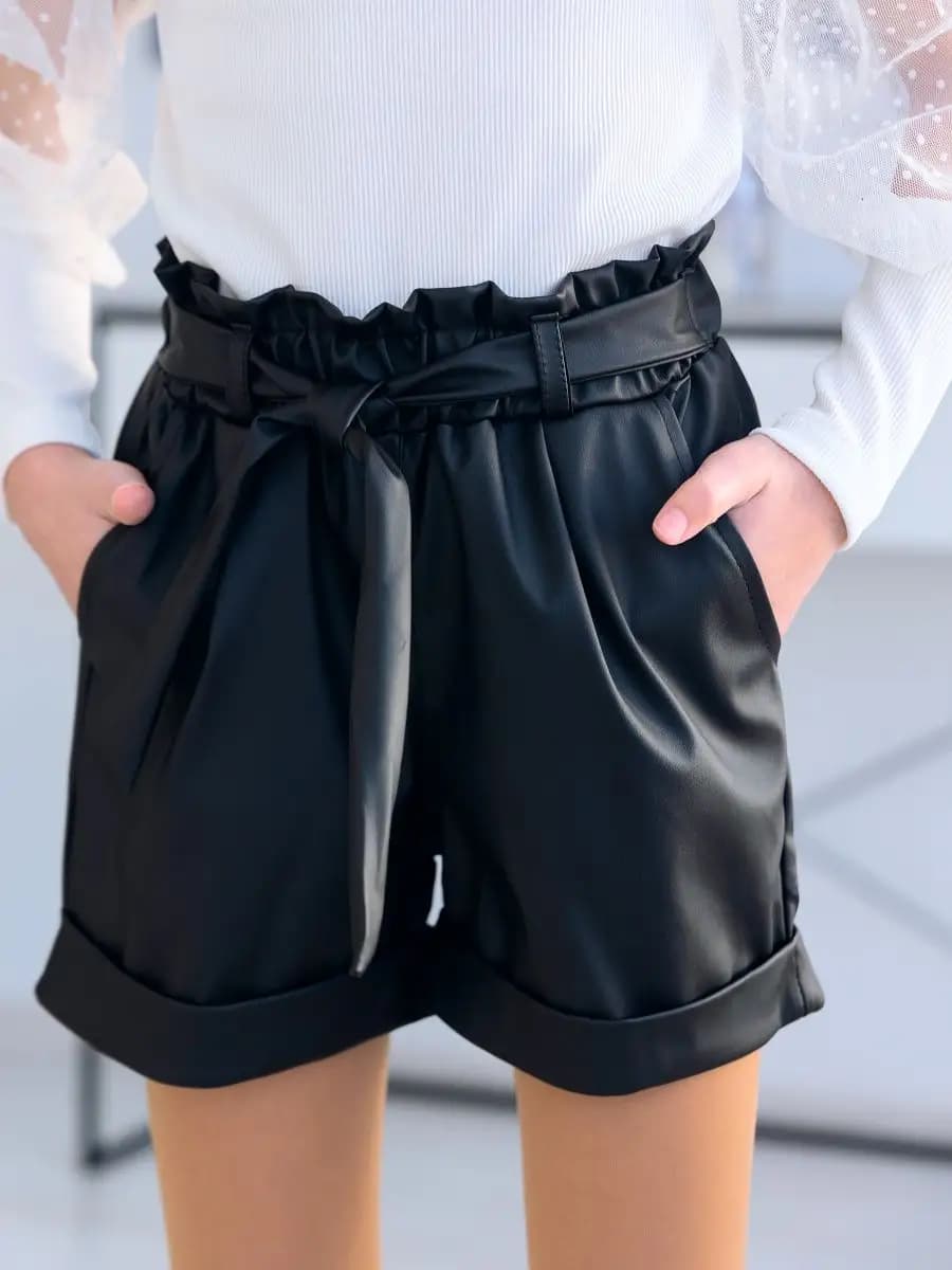 Шорты кожаные для школы нарядные